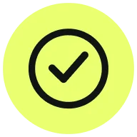 Simple black check mark on yellow background.